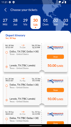 Tornado Bus App Screenshot 2