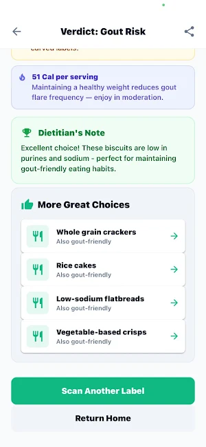 Gout Food Scanner Screenshot 3