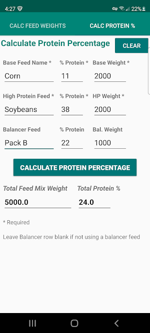 Farm Feed Protein Mix Calc Pro Screenshot 3