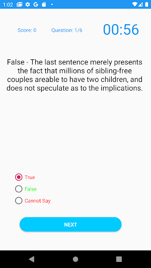 Verbal Reasoning Test Screenshot 1