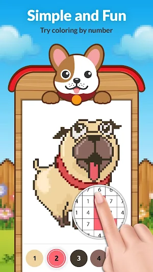 Dog Pixel Art Paint by Numbers Screenshot 1