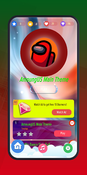 Piano Tap for AmongUs Main theme songs Screenshot 0