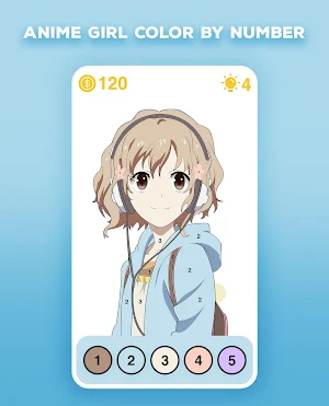 Anime Girl Color by Number - Anime Coloring Book Screenshot 2
