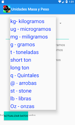 Convertidor de unidades de masa y peso Screenshot 2