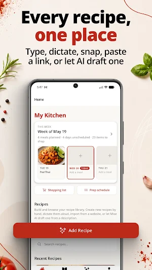 Mise: AI Sous Chef & Meal Plan Screenshot 1