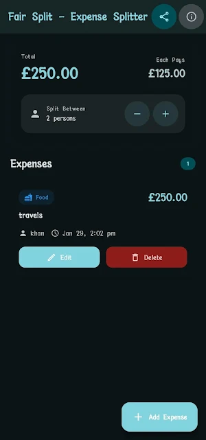 Fair Split – Expense Splitter Screenshot 1