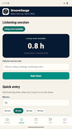 GrooveGauge: Stylus Care Log Screenshot 1