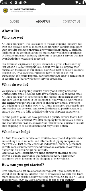 A1 Auto Transport Car Shipping Screenshot 1