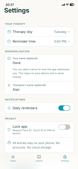 Therapy Tracker: Session Prep Screenshot 2