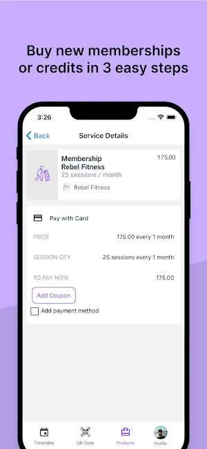 Rebel Fitness Booking App Screenshot 1