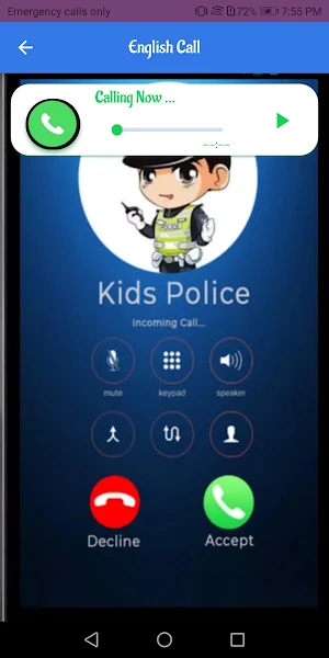 شرطة الاطفال - اتصال وهمي Screenshot 1