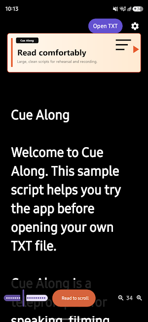 Cue Along - Read to Scroll Screenshot 0