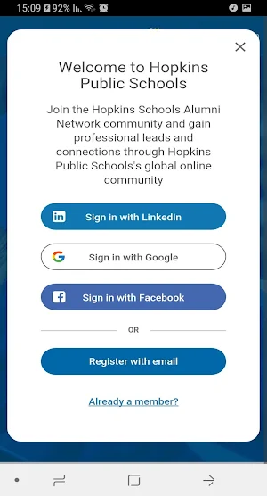 Hopkins Schools Alumni Network Screenshot 1