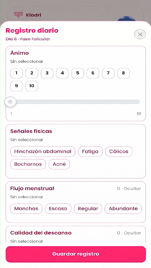 Kiadri: Bienestar y Ciclo Screenshot 2