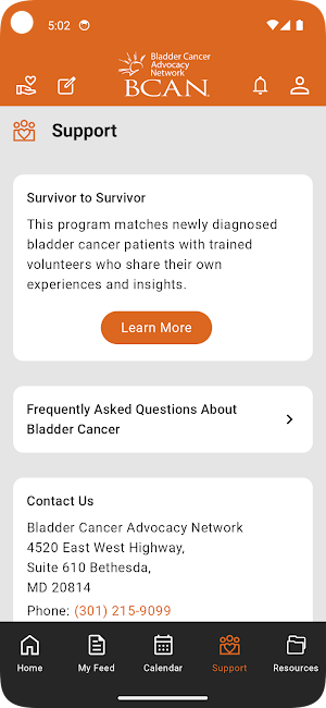 BCAN Bladder Cancer App Screenshot 1