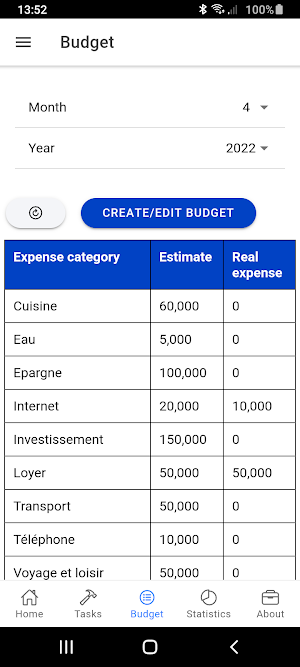 Compta Familial Expense-Budget Screenshot 2