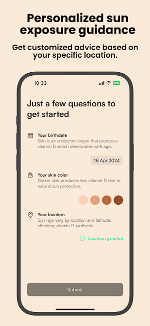 Sunshine - Vitamin D tracker Screenshot 2