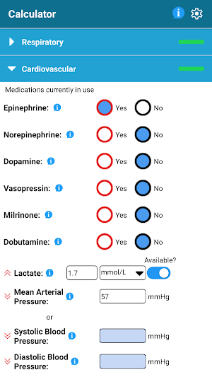 Phoenix Sepsis Calculator Screenshot 3