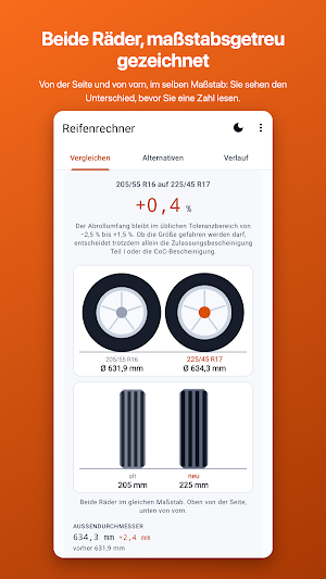 Reifenrechner: Reifengrößen Screenshot 1