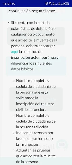 Registro de Defunción Colombia Screenshot 3