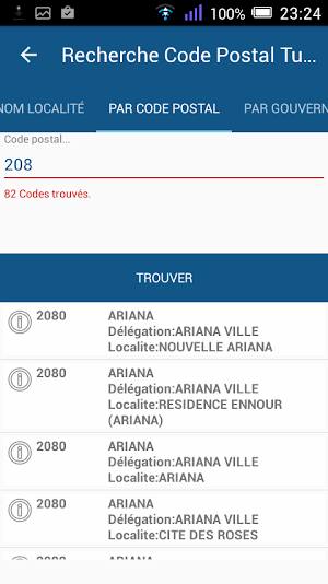 Code Postal Tunisie Screenshot 1