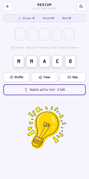 Scramble - Word Puzzle Screenshot 1