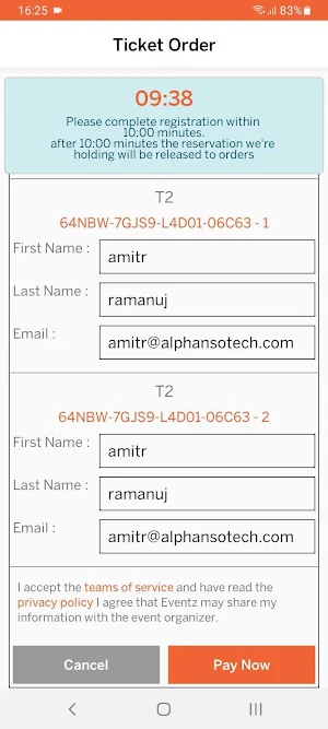 Eventz User Screenshot 3