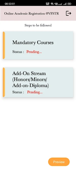 VFSTR COURSE REGISTRATION Screenshot 2