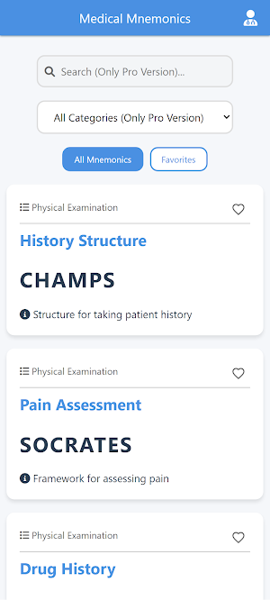 Medical Mnemonics Lite Screenshot 0