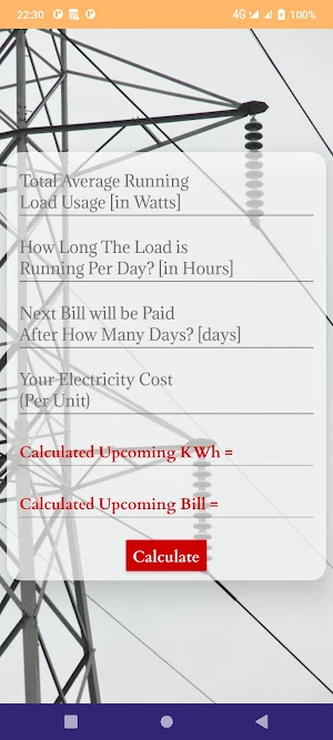 Electricity Bill Calculate Screenshot 2