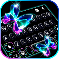 Neon Butterfly Keyboard Background