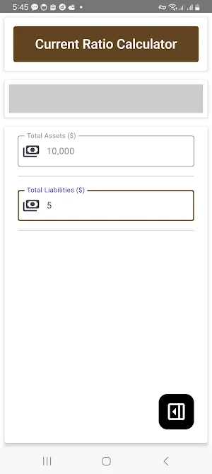 Current Ratio Calculator Screenshot 2