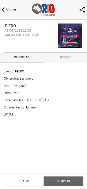 Rio Ingressos Screenshot 1