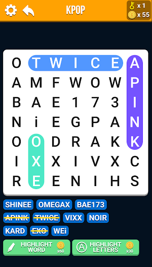 Word Kpop Search Screenshot 1