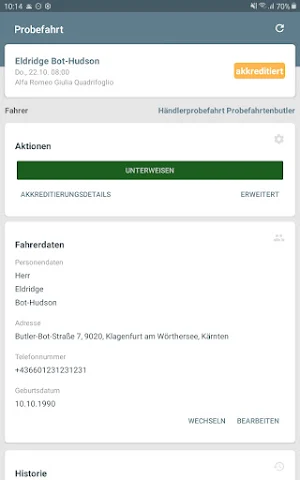 Probefahrtenbutler Screenshot 3