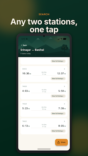 Kashmir Train Timings Screenshot 1