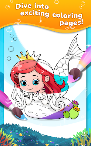 Mermaid coloring book gradient Screenshot 0