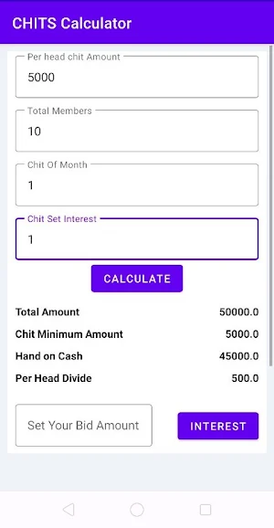 Chits Calculator Screenshot 2