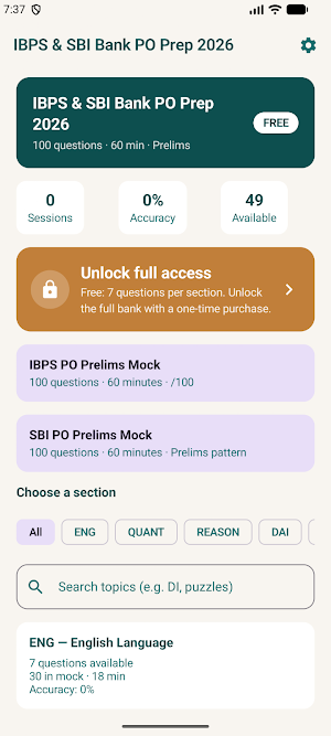IBPS & SBI Bank PO Prep 2026 Screenshot 0