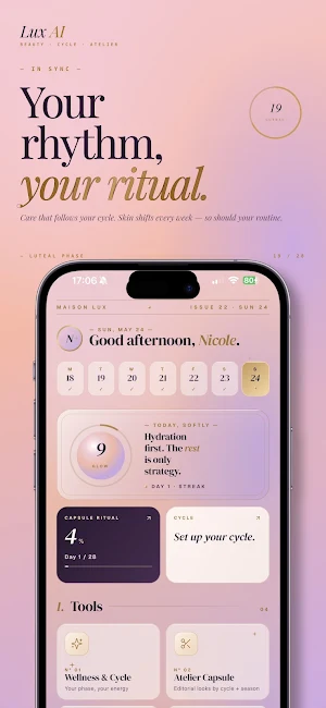 Lux AI - Beauty by your Cycle Screenshot 1