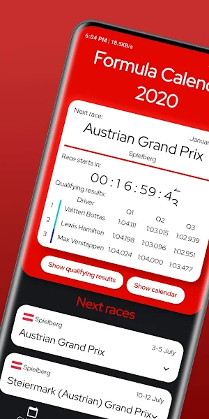Formula Race Calendar 2021 Screenshot 0