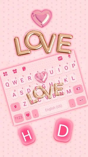 Pink Love Balloons Keyboard Background Screenshot 1