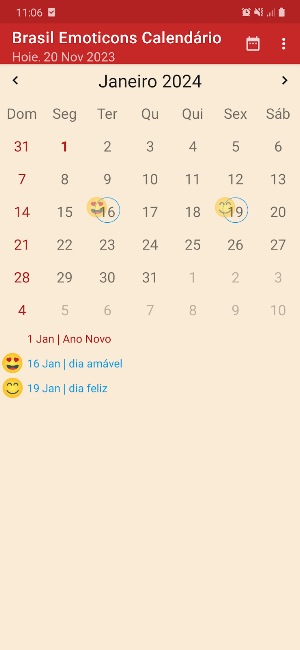 Brasil Calendário - Emoji Screenshot 0