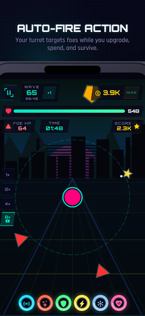 Neon Shape War: Idle Synthwave Screenshot 1