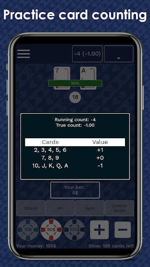 Blackjack: Card counting and strategy Screenshot 2