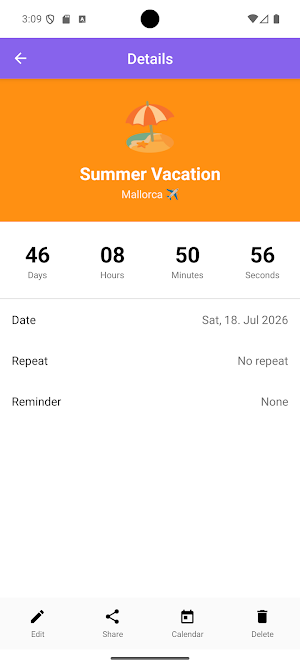 Countdown — Days Until Widget Screenshot 1