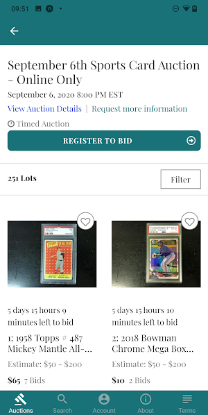 Gem-Mint Auctions Live Bidding Screenshot 1