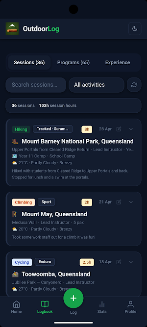OutdoorLog Screenshot 1