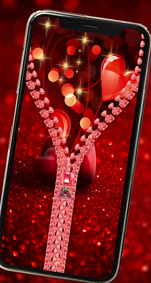 Rose Heart zipper Lock Screen Screenshot 2