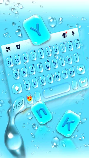 Blue 3d Waterdrops Keyboard Theme Screenshot 0